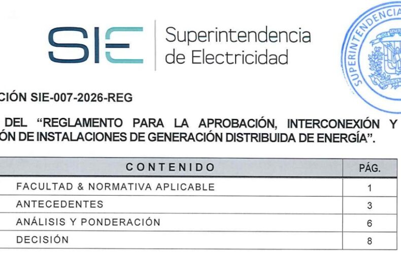 SIE Superintendencia de Electricidad 007 2026 REG